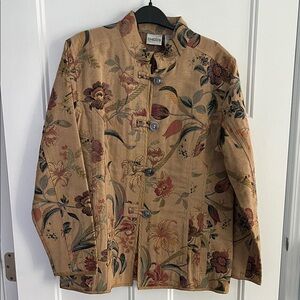 Chico's Multicolor Floral Tunic length Jacket with Button Details